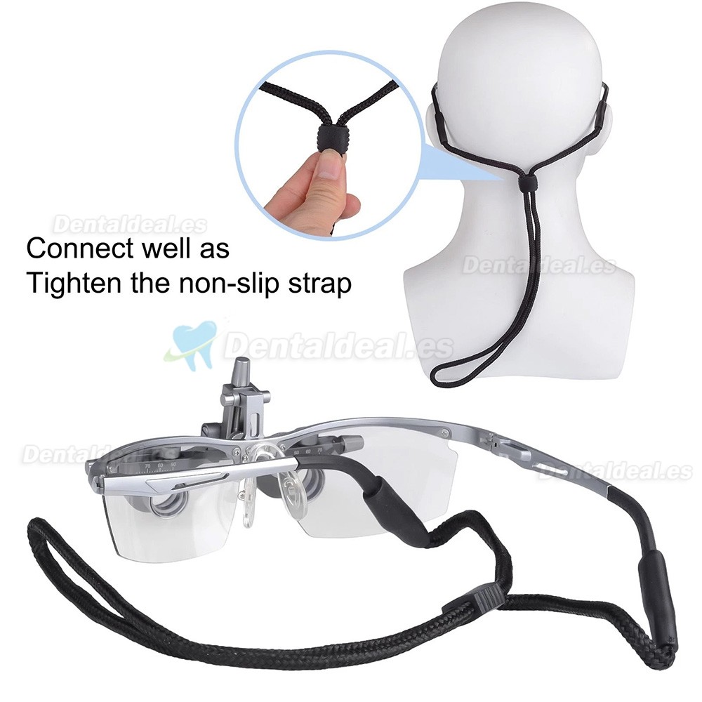 DY-118 Lupa Dental 2.5X 450 mm Ajuste Distancia Pupilar Montura Aluminio